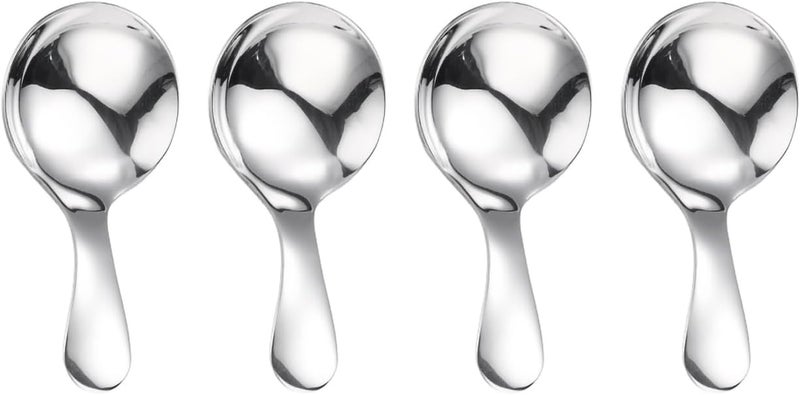 ICSTM Small Scoops for Canisters,4 Pcs Coffee Scoops,Short Handle Spoons for Salt Sugar Condiments Coffee Tea Dessert (Silver) - Image 1